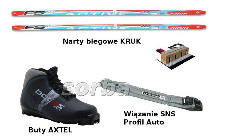 Narty biegowe Kom.27 KRUK+ buty AXTEL+ wiązanie SNS AUTO
