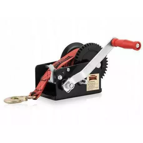 Wyciągarka Dragon winch korbowa 3500 lb - pas, dwubiegowa z obudową DWK 35V 2