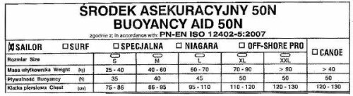 Kamizelka asekuracyjna kapok Sailor 30-40/S 5